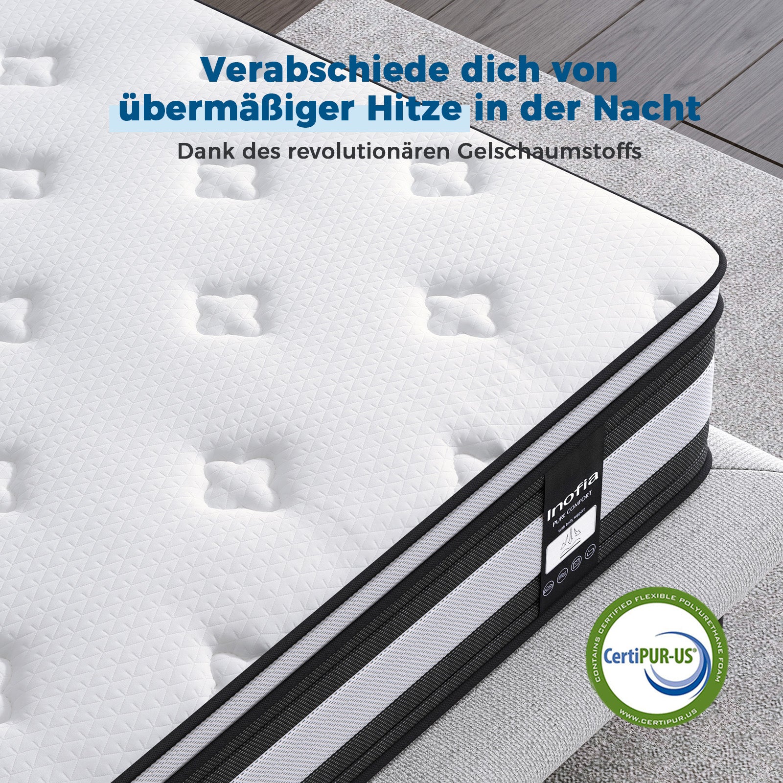 Inofia Matratze 28cm Höhe H3/H4 7-Zonen Federkernmatratze,KühlNest Taschenfederkernmatratze,Öko-Tex Zertifizierter Bio-Baumwolle Tonnentaschenfederkernmatratze-100 Nächte Probeschlafen