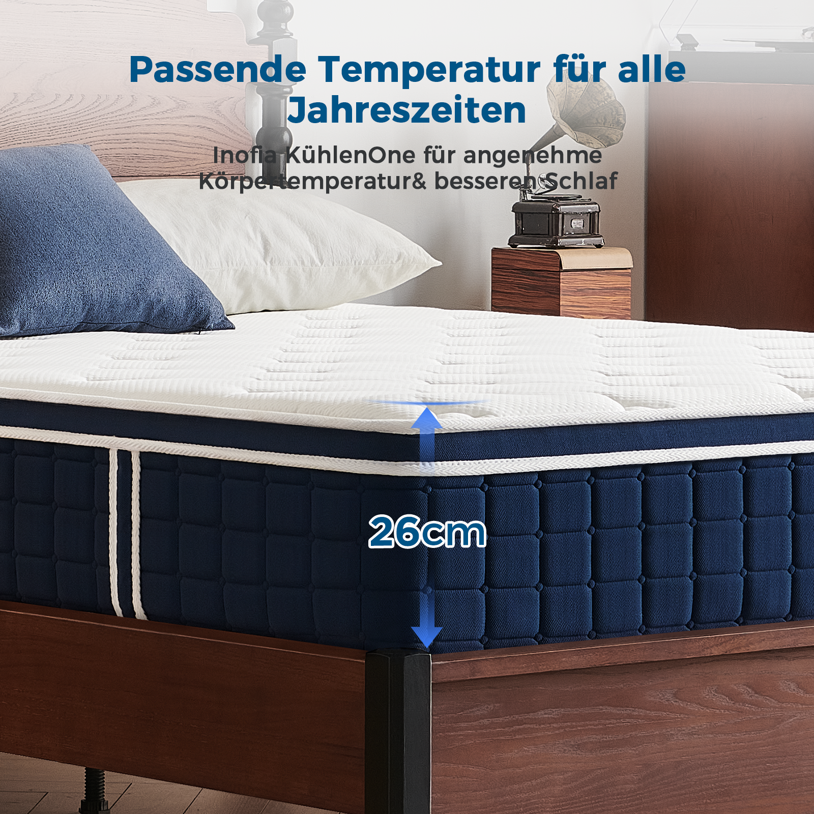 Inofia Matratze Ace Hybrid Höhe 26/23/30cm Taschenfederkernmatratze Härtegrad H3/H4/H2 Mittelfest 7-Zonen Federkernmatratze mit 100 Nächte Probeschlafen- Orthopädische Matratze für erholsamen Schlaf