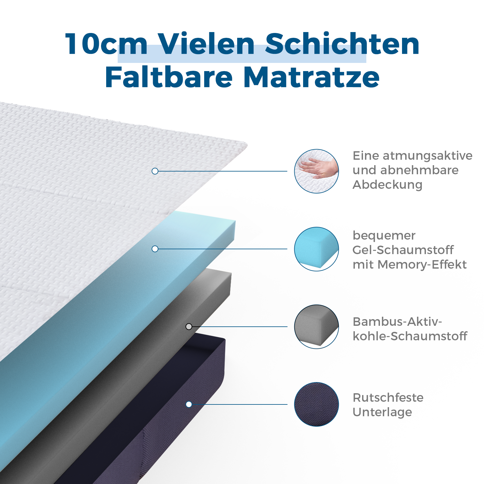 Inofia Klappmatratze mit Husse 10cm