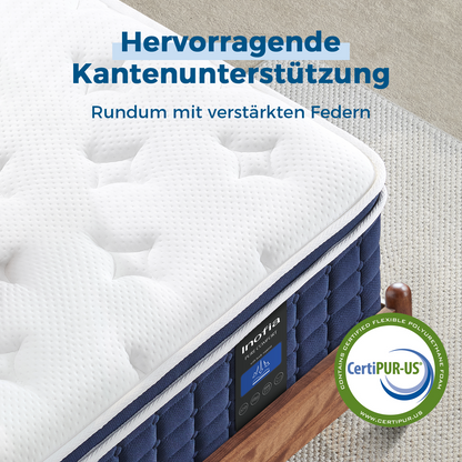 Inofia Ace Hybrid 140x200 Matratze Memory Foam Tonnentaschenfederkern