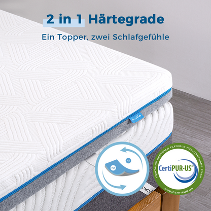 Inofia Gel Memory Foam Topper Matratzenauflage Zwei Härtegrad H2&H3